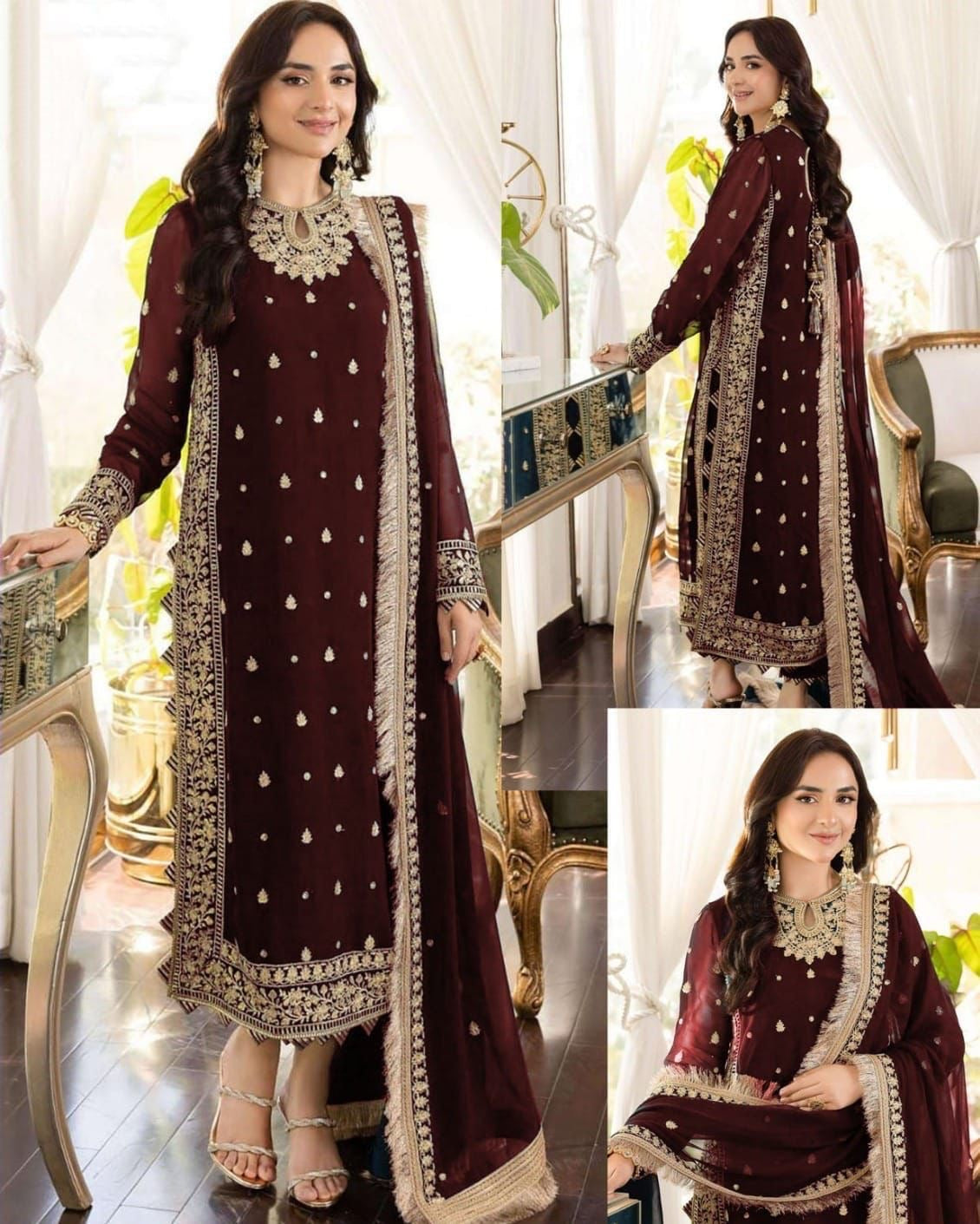 ASIM JOFA chiffon embroidered sequence unstitced 3pc