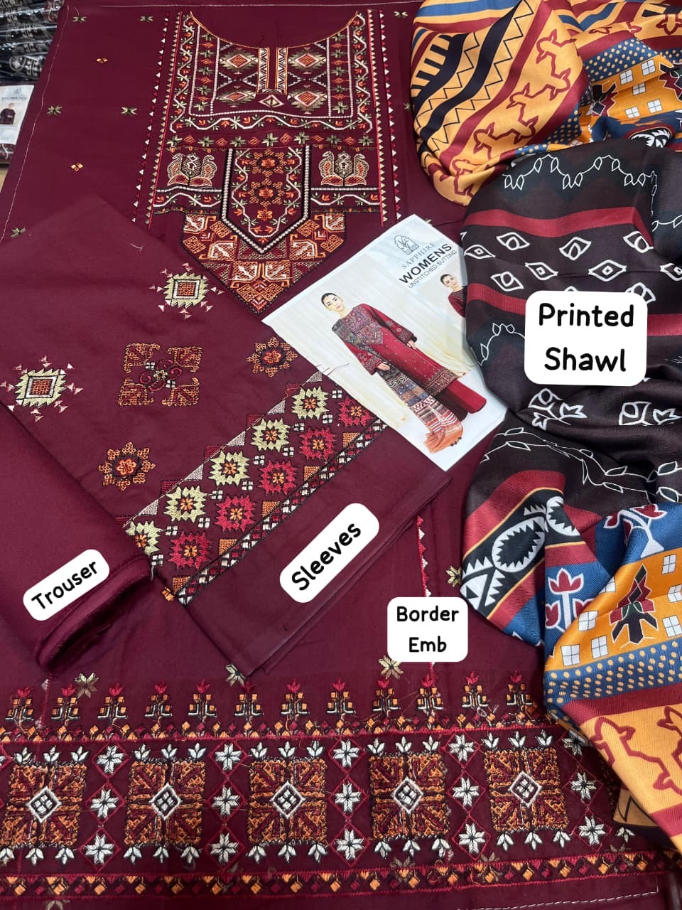 SAPPHIRE
dhanak embroidered unstitched 3pc