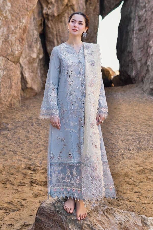 QALAMKAR chikankari cotton embroidered unstiched 3pc ✓