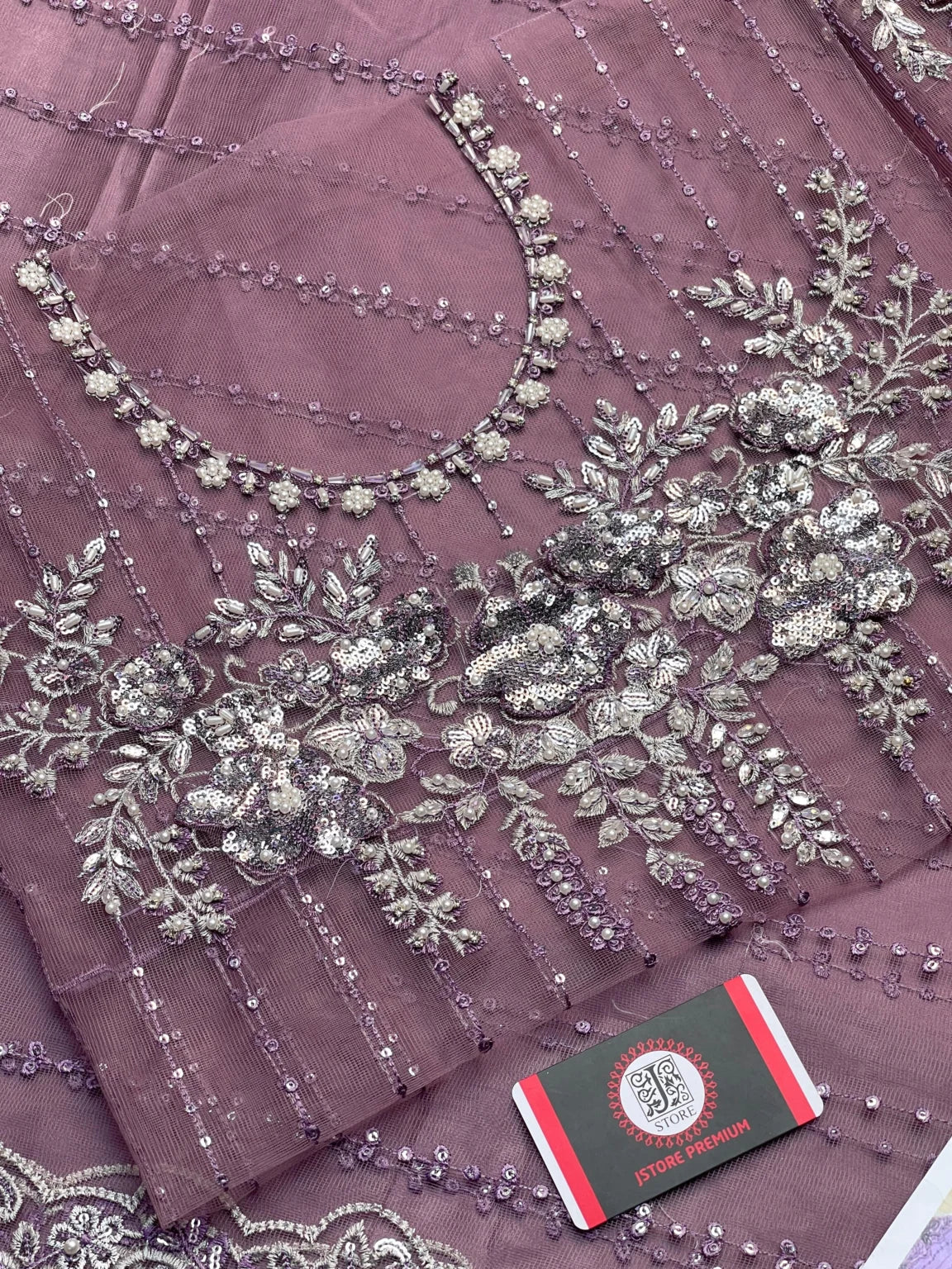 MARIA.B net saree embroidered sequence hand embellished luxury unstitche