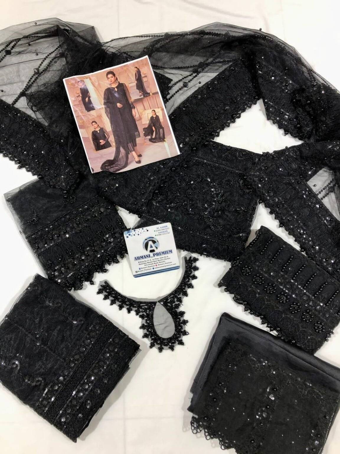 MUSHQ net embroidered hand emblished luxury unstitched 3pc