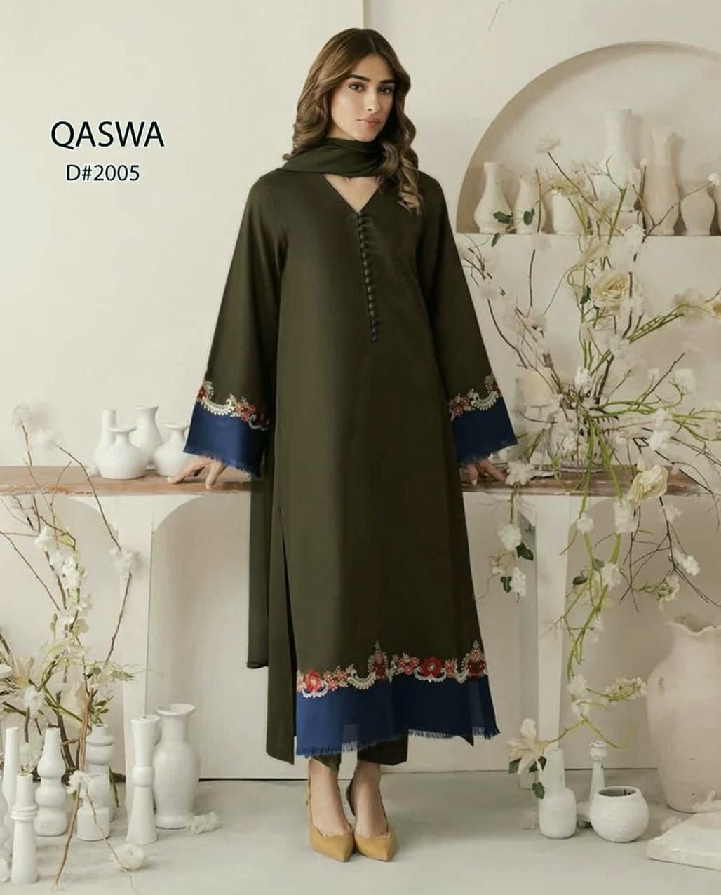 QASWA dhanak embroidered unstitched 3pc