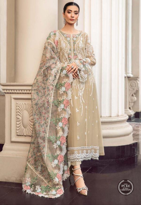 MARIA.B CHIFFON WEDDING EMBROIDERED UNSTITCHED 3pc ✓