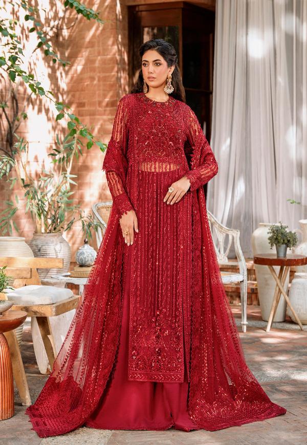 AKBAR ASLAM NET WEDDING EMBROIDERED UNSTITCHED 3PC