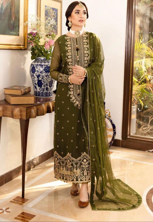 ASIM JOFA CHIFFON WEDDING EMBROIDERED UNSTITCHED 3PC