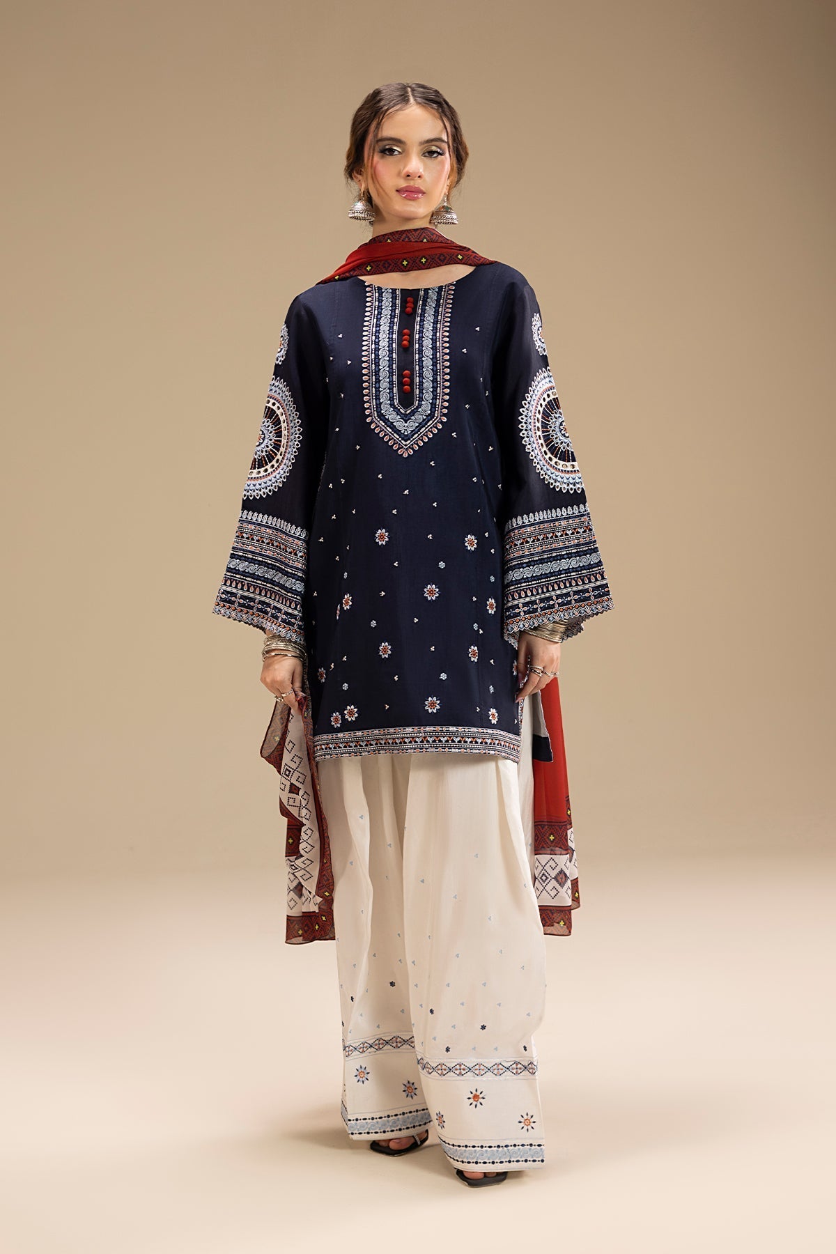 JAZMIN dhanak embroidered unstitched suit 3pc