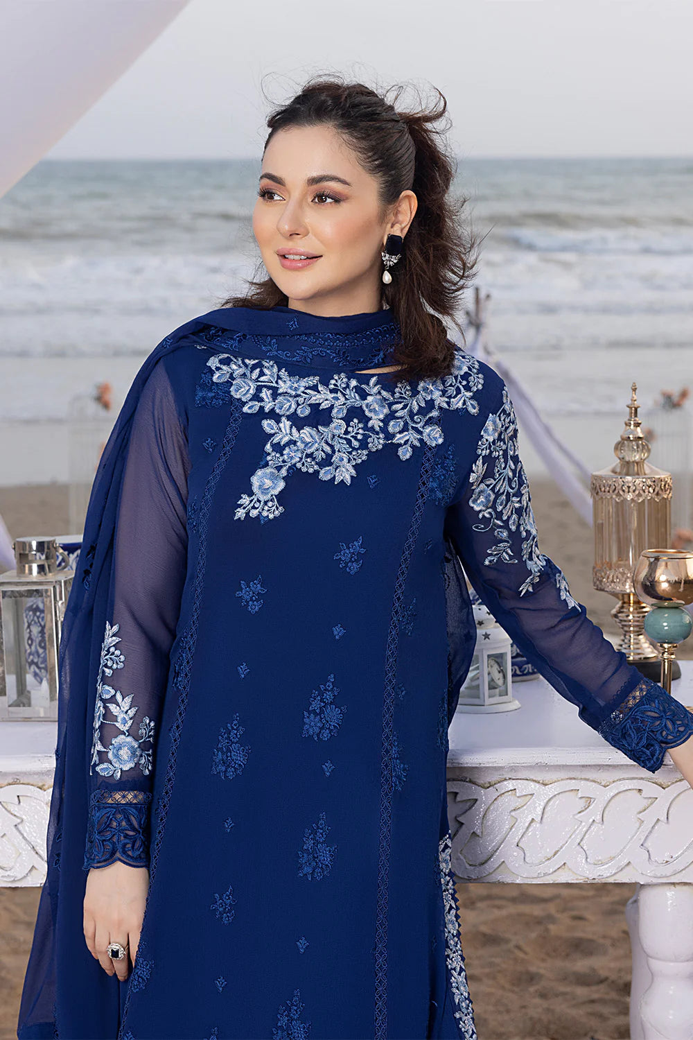 AZURE EMBROIDERED UNSTITCHED CHIFFON 3pc