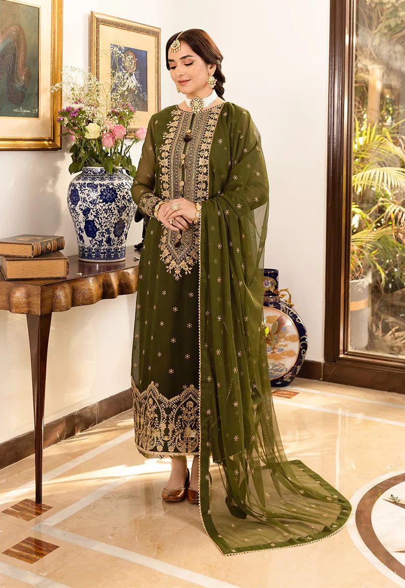 ASIM JOFA CHIFFON WEDDING EMBROIDERED UNSTITCHED 3PC