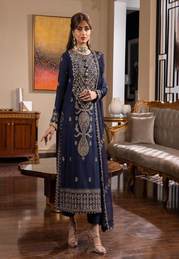 ASIM JOFA CHIFFON EMBROIDERED WEDDING UNSTITCHED 3PC