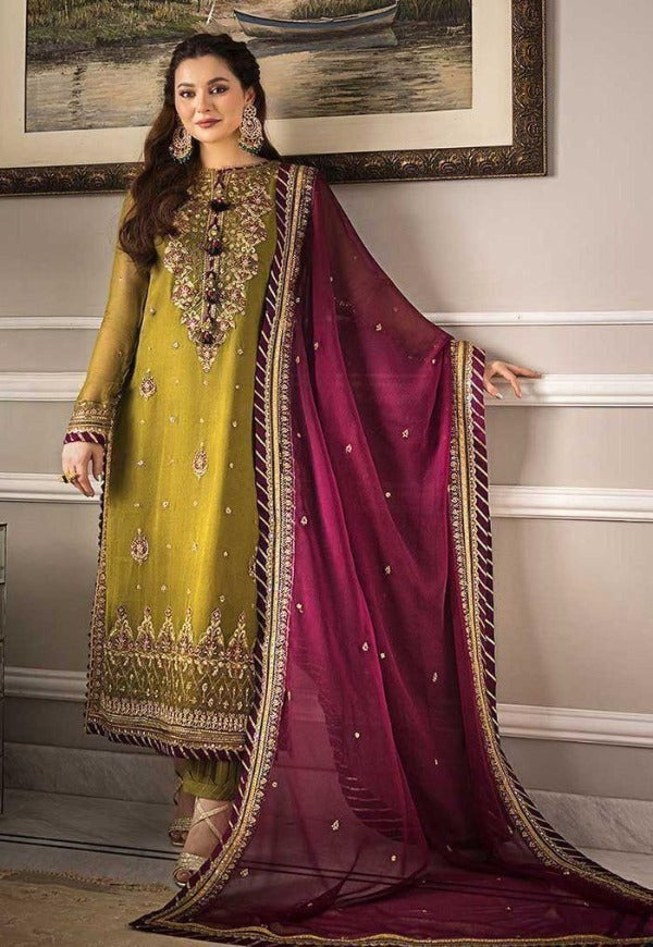 ASIM JOFA CHIFFON WEDDING UNSTICHED 3pc