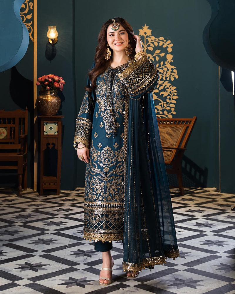 ASIM JOFA chiffon embroidered & sequence unstiched 3pc✓