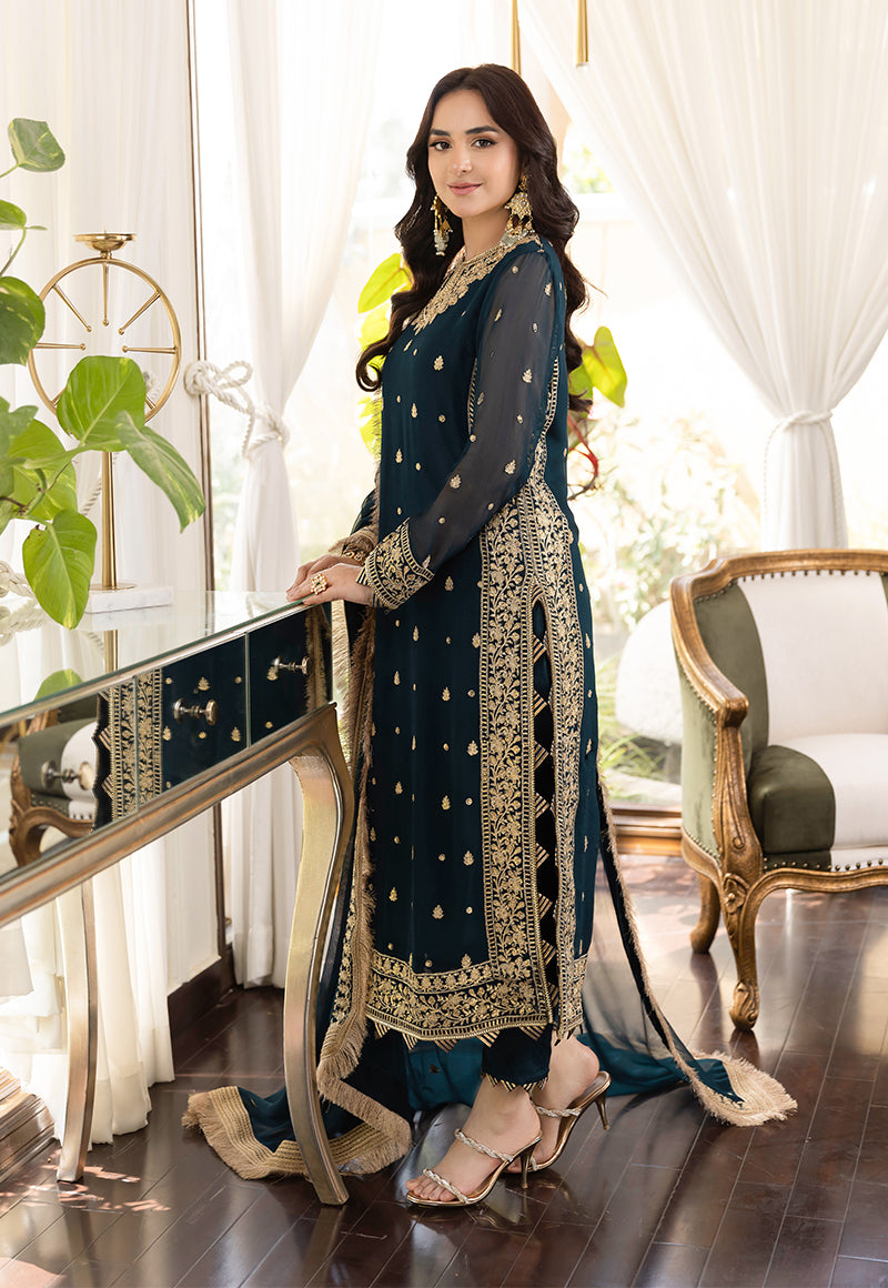 ASIM JOFA CHIFFON WEDDING EMBROIDERED UNSTITCHED 3PC