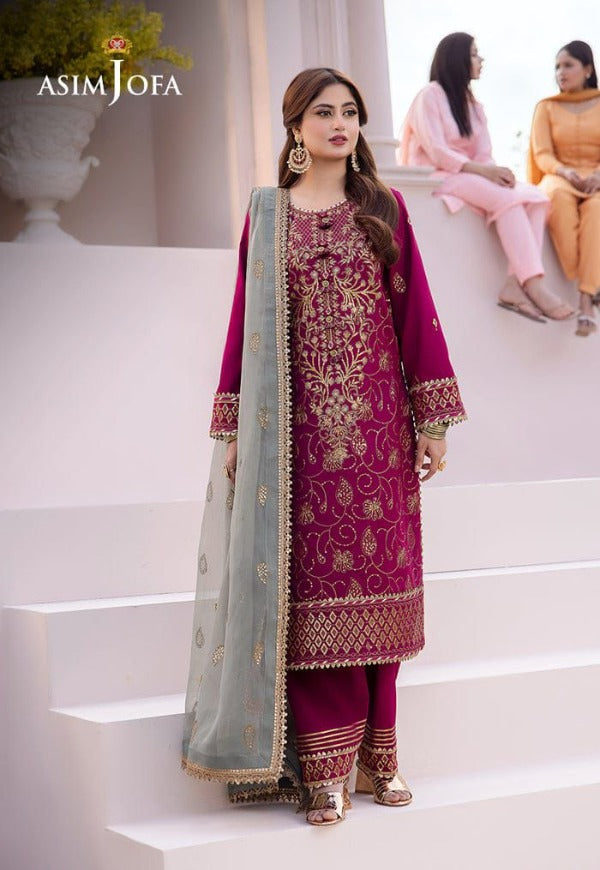 ASIM JOFA CHIFFON EMBROIDERED UNSTICHED 3PC