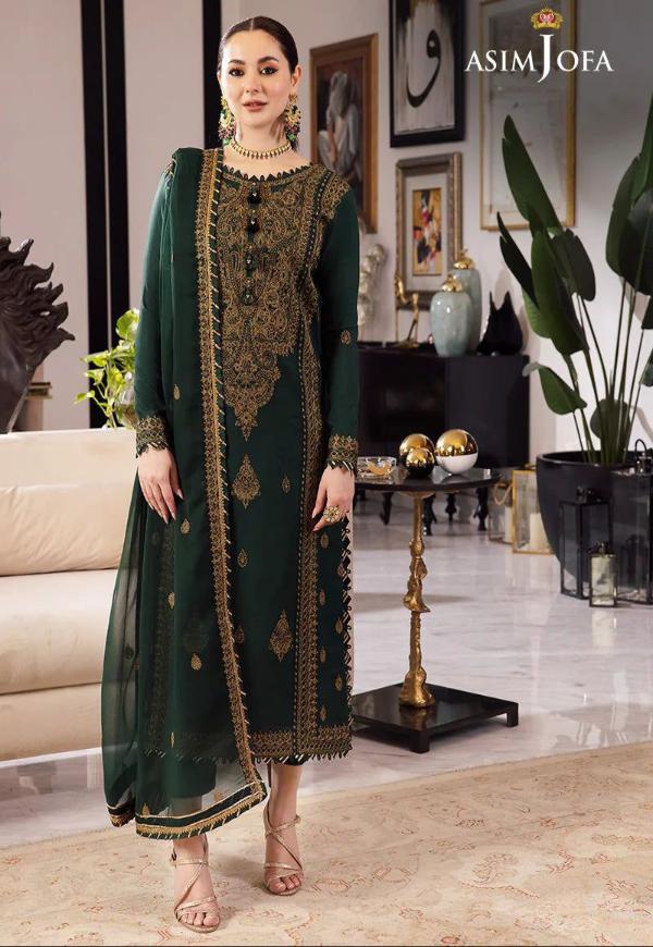 ASIM JOFA CHIFFON WEDDING EMBROIDERED UNSTITCHED 3PC