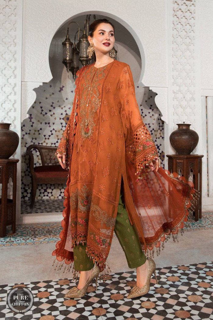 MARIA.B LUXURY CHIFFON EMBROIDERED UNSTICHED 3PC