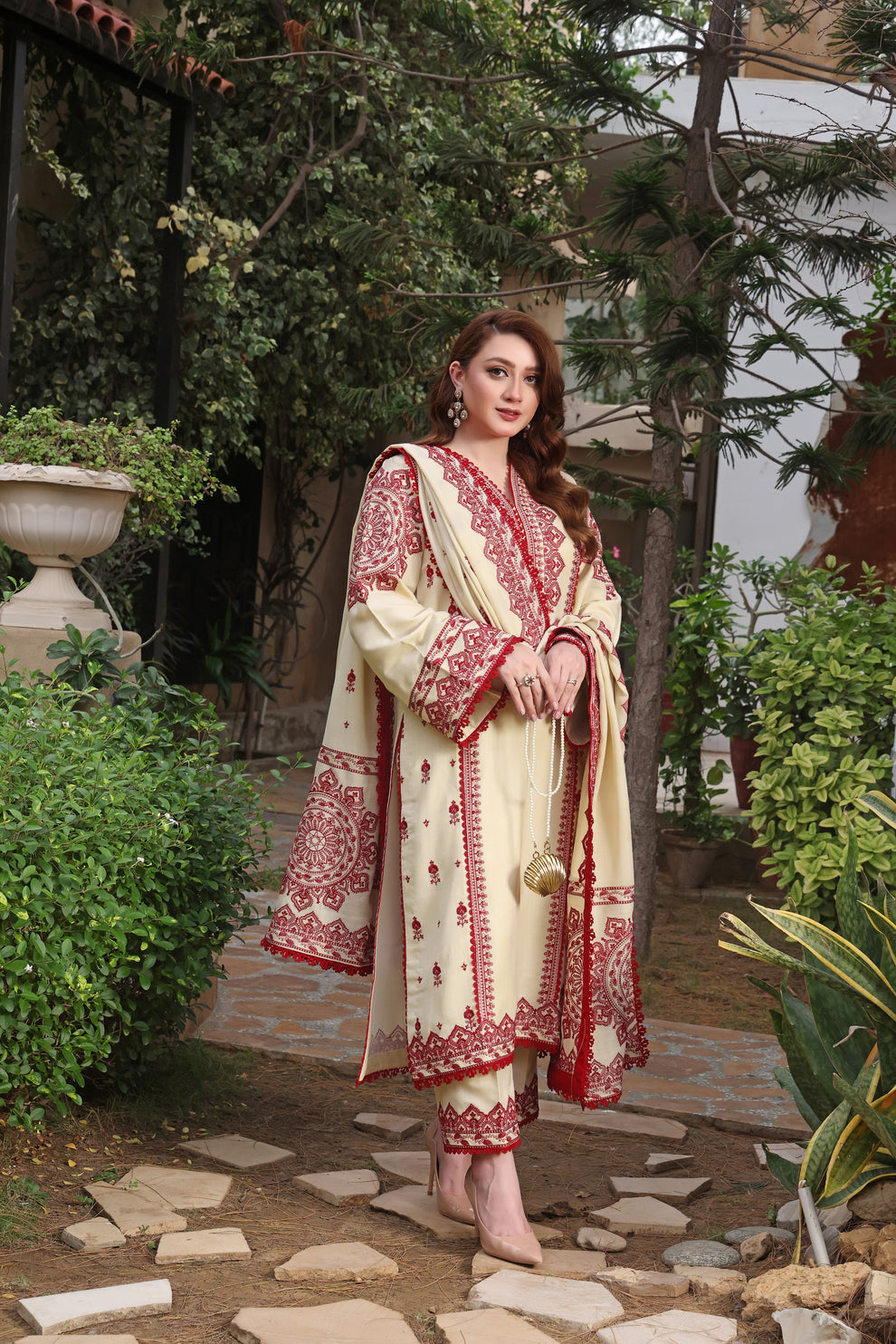 ANEELAS dhanak embroidered luxury unstitched 3pc