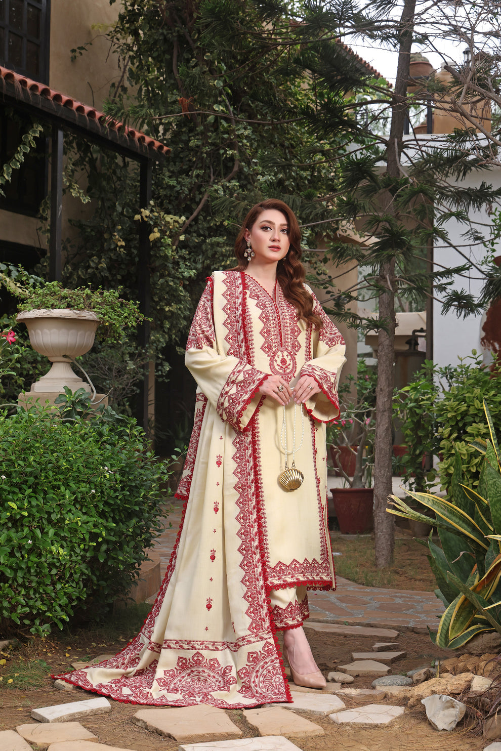 ANEELAS dhanak embroidered luxury unstitched 3pc