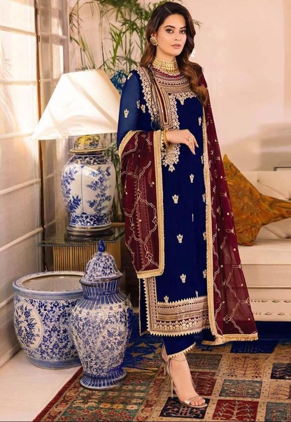 ASIM JOFA CHIFFON WEDDING EMBROIDERED UNSTITCHED 3PC