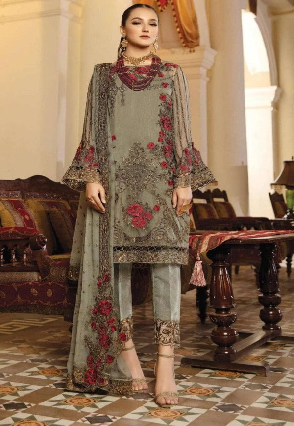 IMROZIA SERENE CHIFFON EMBROIDERED UNSTICHED 3PC