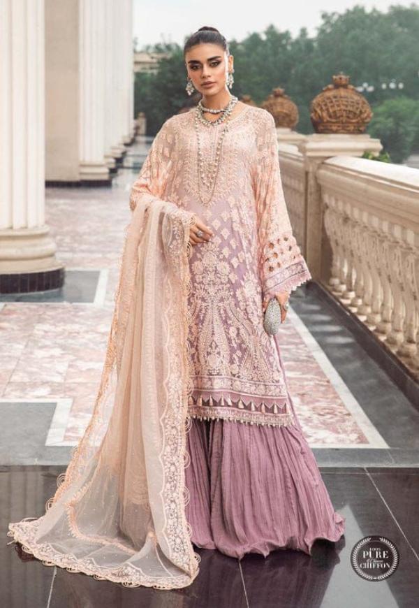 MARIA.B CHIFFON LUXURY EMBROIDERED WEDDING UNSTITCHED 3PC ✓