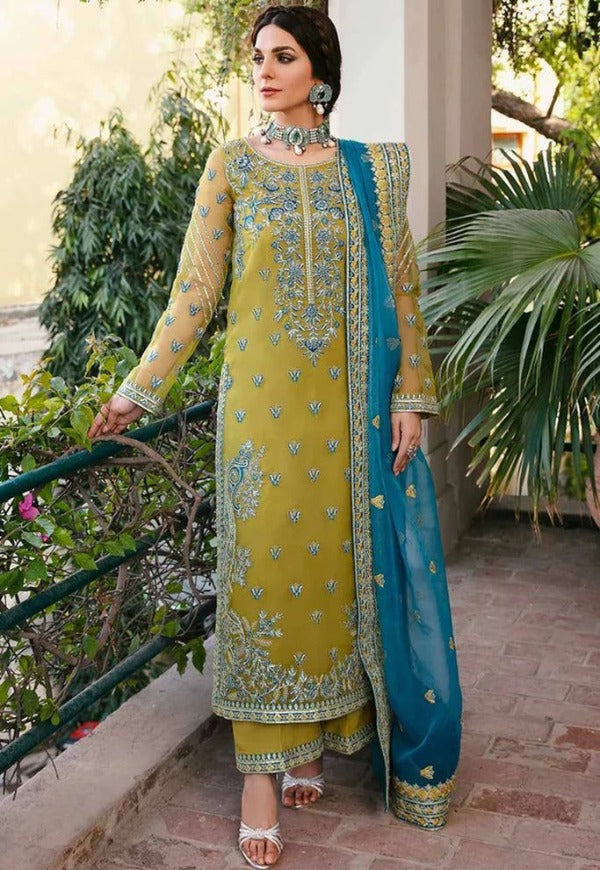 AKBAR ASLAM ORGANZA EMBROIDERED UNSTICHED 3pc