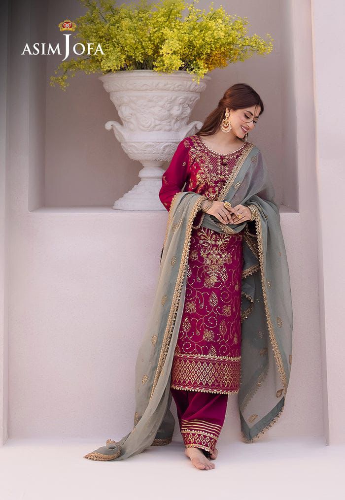 ASIM JOFA CHIFFON EMBROIDERED UNSTICHED 3PC