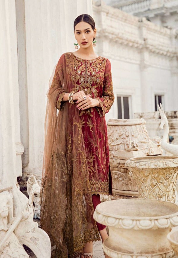 IZNIK WEDDING CHIFFON EMBROIDERED UNSTICHED 3PC