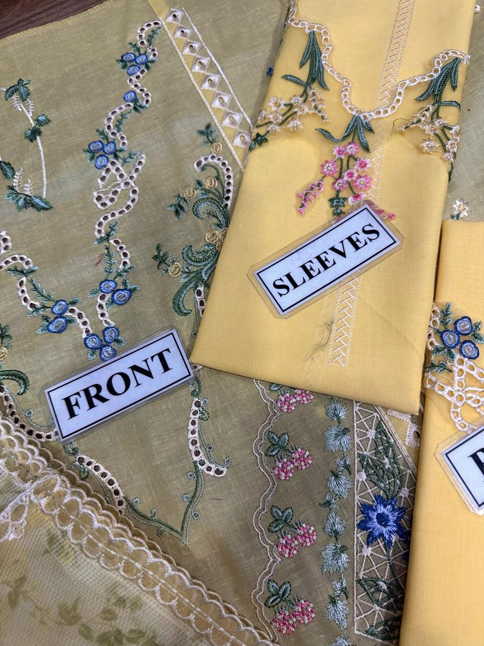 CRIMSON chikankari cotton embroidered summer unstitced 3pc ✓