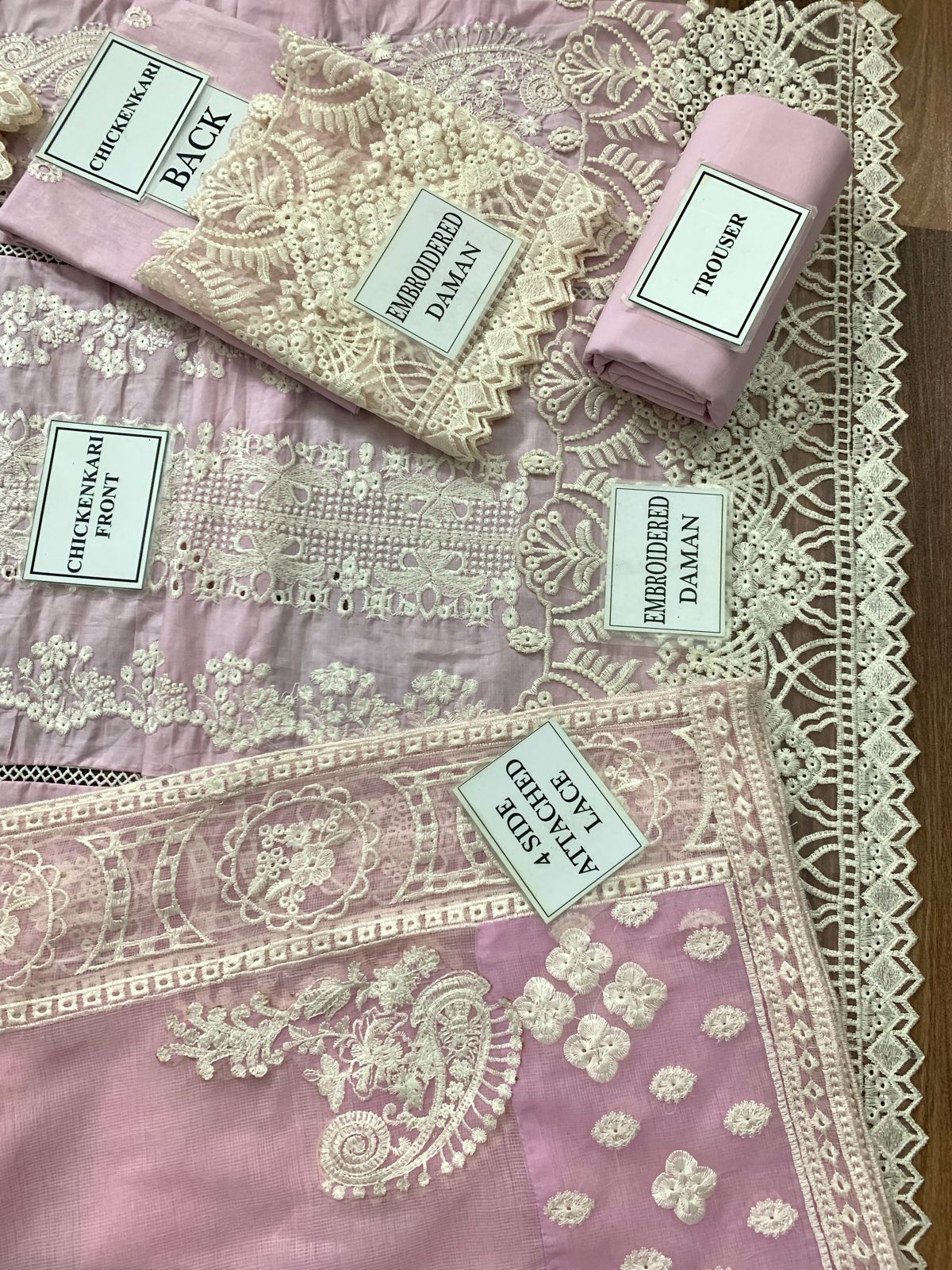 QALAMQAR cotton chikankari embroidered luxury unstiched 3pc ✓