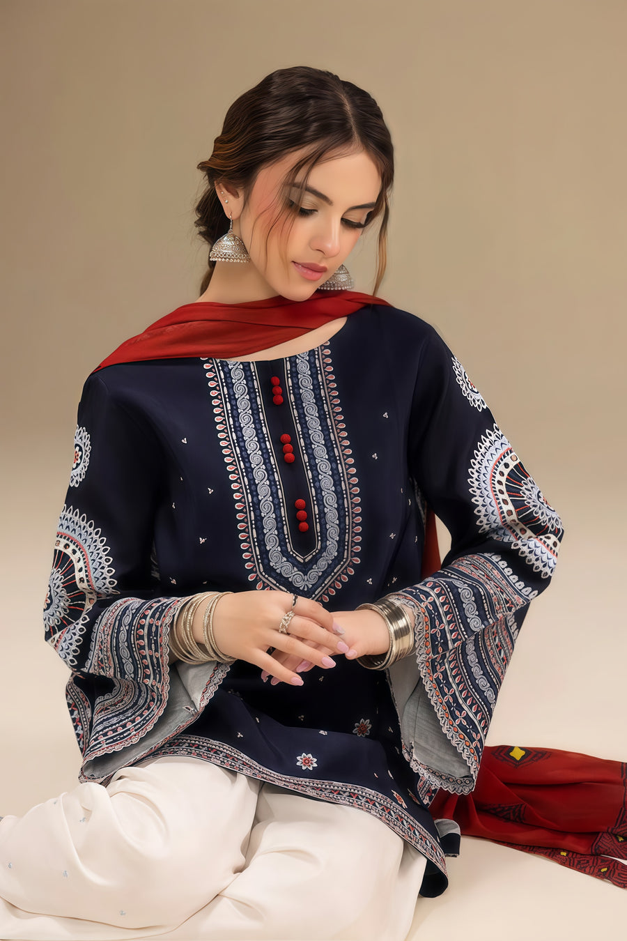 JAZMIN dhanak embroidered unstitched suit 3pc