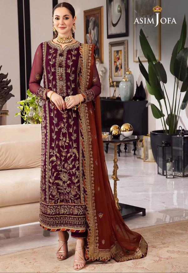 ASIM JOFA CHIFFON EMBROIDERED UNSTITCHED 3PC