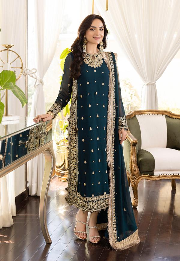 ASIM JOFA CHIFFON WEDDING EMBROIDERED UNSTITCHED 3PC